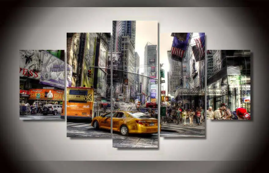 Hot Selling Modern New York City Canvas Paintings 5 Panels Room Decorations Wall Paintings Frameless Paintings
