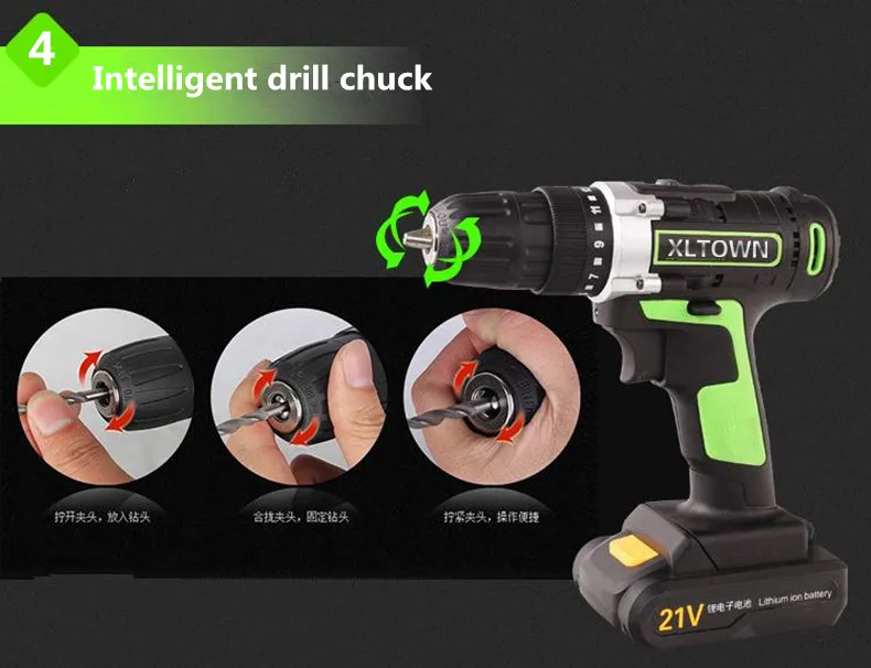 XLTOWN 21v cordless electric screwdriver with a box rechargeable lithium battery household Multifunctional drill | Инструменты