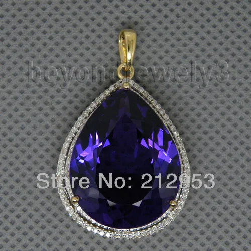 

Amethyst Jewellry Pear 16x20mm 16.88ct Natural Amethyst 0.64ct Diamond Solid 14Kt Yellow Gold Gemstone Pendant