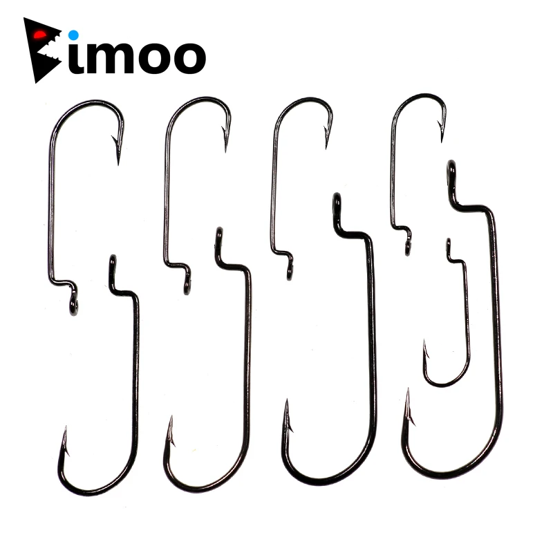 

Bimoo 200pcs Worm Hook Carolina Rig Bait Hooks Bass Fishing High Carbon Steel Fly Tying Ringed Hooks 5/0 4/0 3/0 2/0 1/0 etc.
