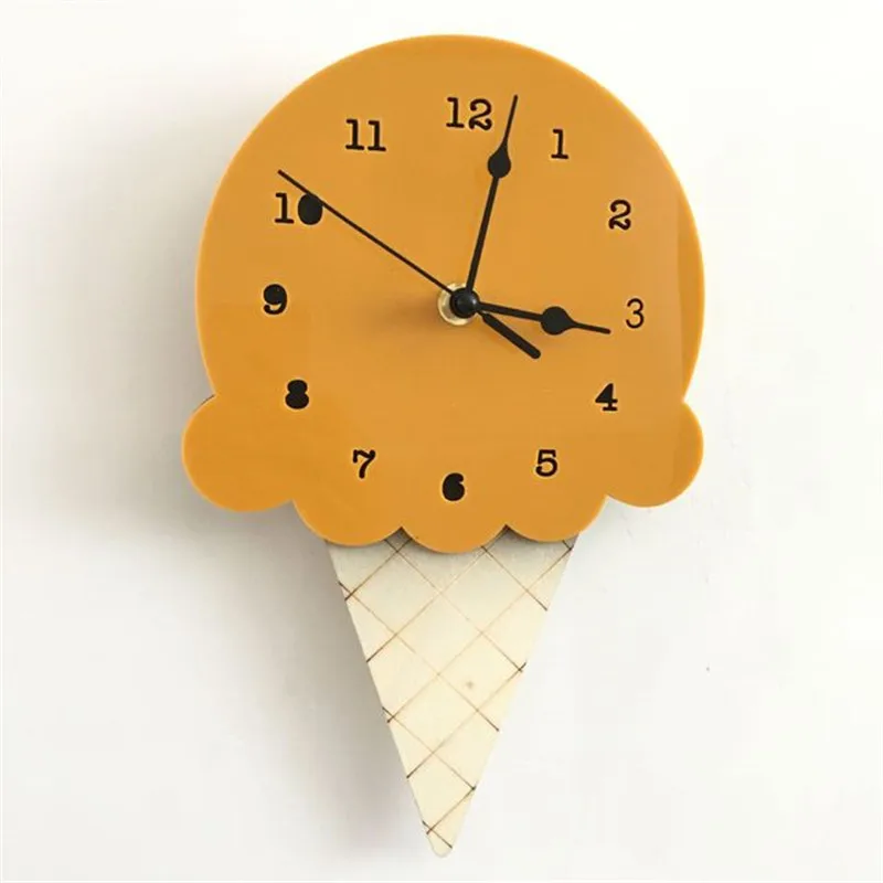 Настенные часы с мороженым в скандинавском стиле бесшумные мультяшным рисунком