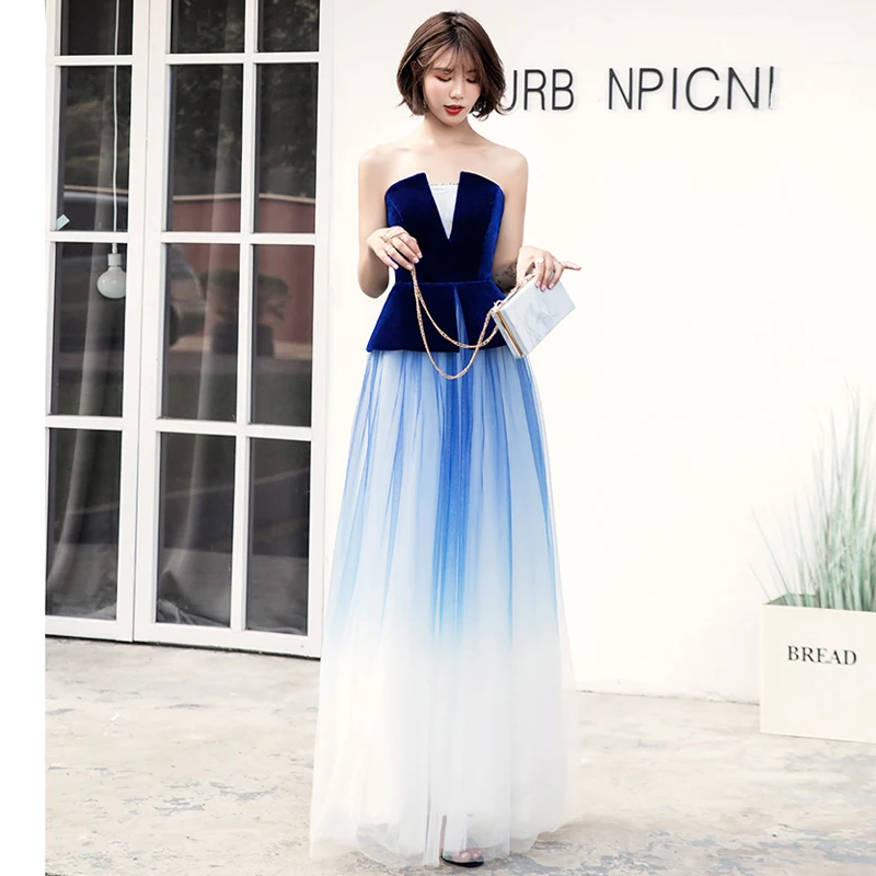 FOLOBE White and Blue Gradient Velvet and Tulle Dress Elegant Strapless Neck Retro Sweet Sexy Summer Party Dresses
FOLOBE White and Blue Gradient Velvet and Tulle Dress Elegant Strapless Neck Retro Sweet Sexy Summer Party Dresses