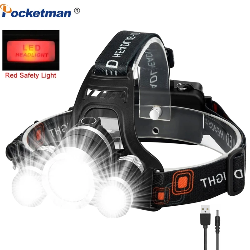 Портативный светодиодный налобный фонарь T6 светильник для наружного