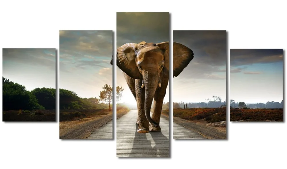 5 Panel HD shipping Hot Modern Printed Elephant Oil Painting Canvas Wall Art for Home Decor Modular Painting
5 Panel HD shipping Hot Modern Printed Elephant Oil Painting Canvas Wall Art for Home Decor Modular Painting