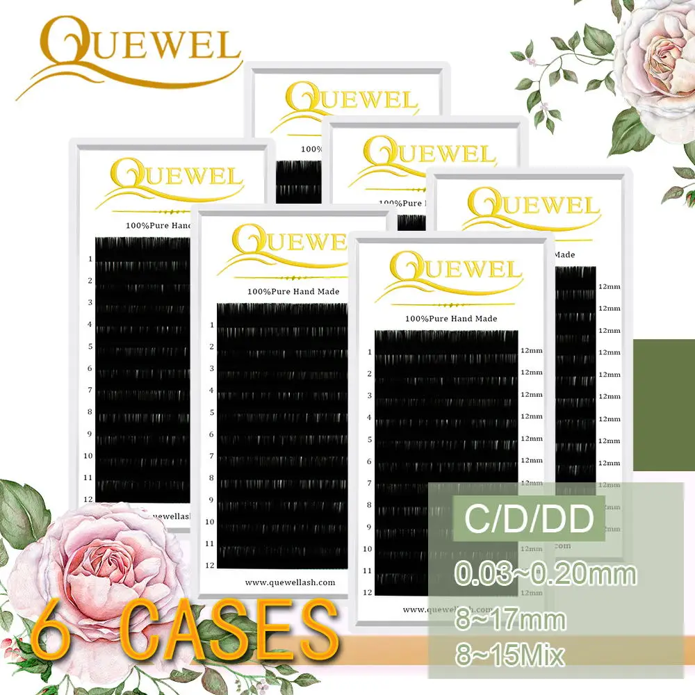 Quewel Eyelash Extensions False Lash Wholesale Eyelashes C/D/DD Curl Makeup Natural Comfort Professional High Quality 6 Trays
Quewel Eyelash Extensions False Lash Wholesale Eyelashes C/D/DD Curl Makeup Natural Comfort Professional High Quality 6 Trays