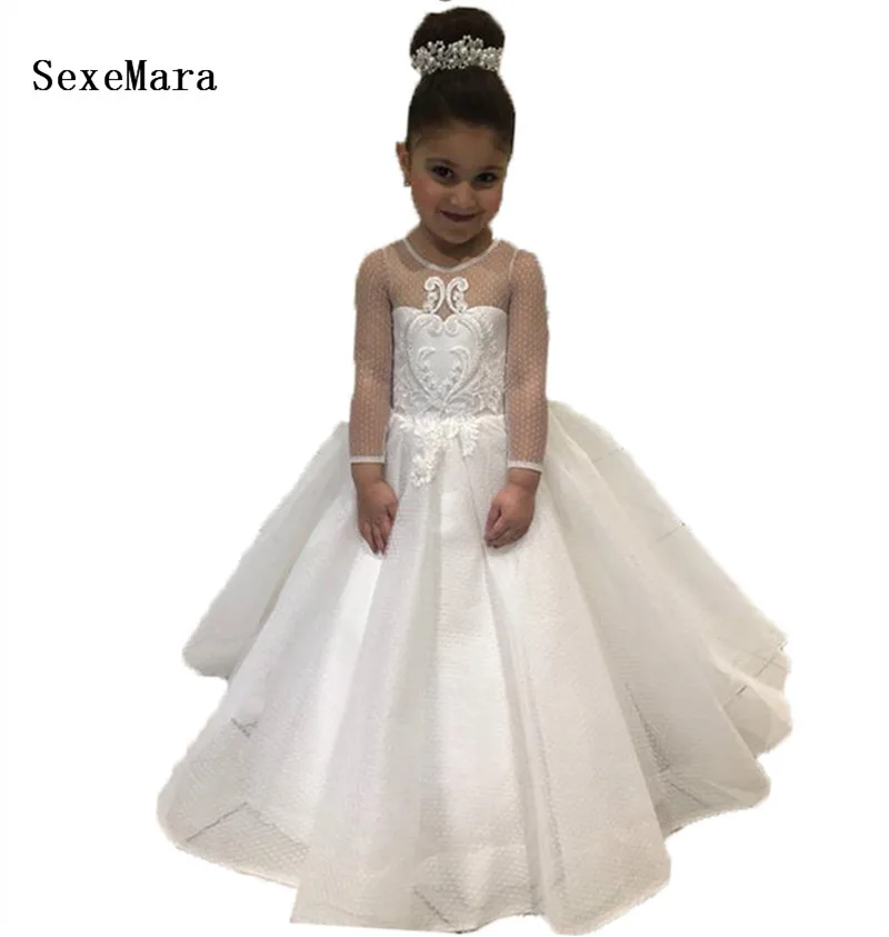 Ball Gown Girls First Communion Dress Lace Pearls O Neck Long Sleeves Flower Girls Dresses Size2-16Y
Ball Gown Girls First Communion Dress Lace Pearls O Neck Long Sleeves Flower Girls Dresses Size2-16Y