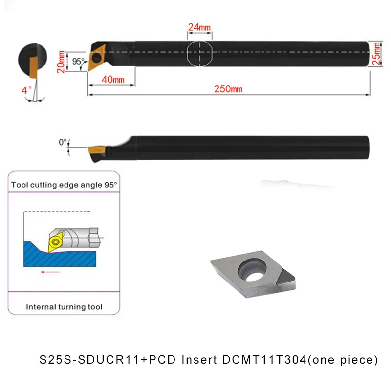 S25S SDUCR11 + DCMT11T304 PCD пластинчатый токарный инструмент станок с ЧПУ металлический