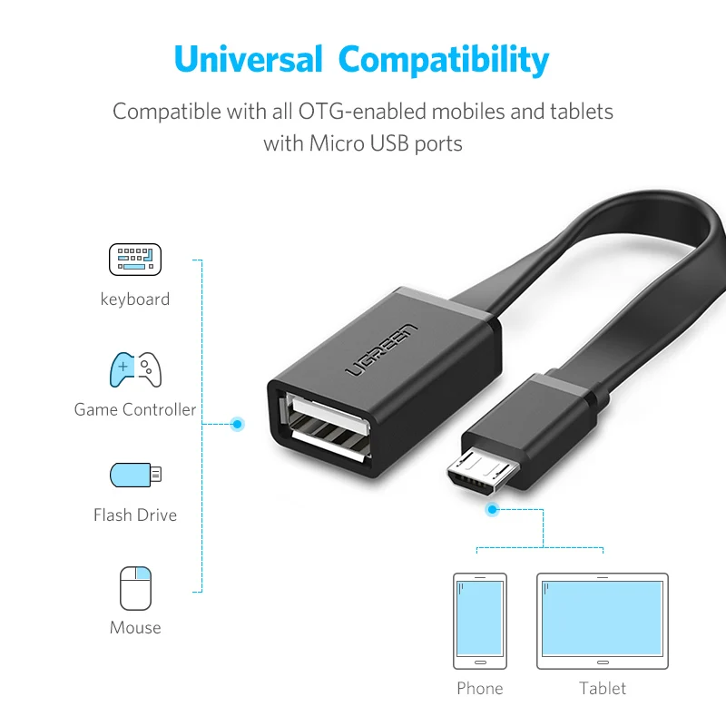 Ugreen Micro USB OTG Cable Adapter для Xiaomi Redmi Note 5 Соединитель для Samsung S6 Tablet Android 2.0 on.