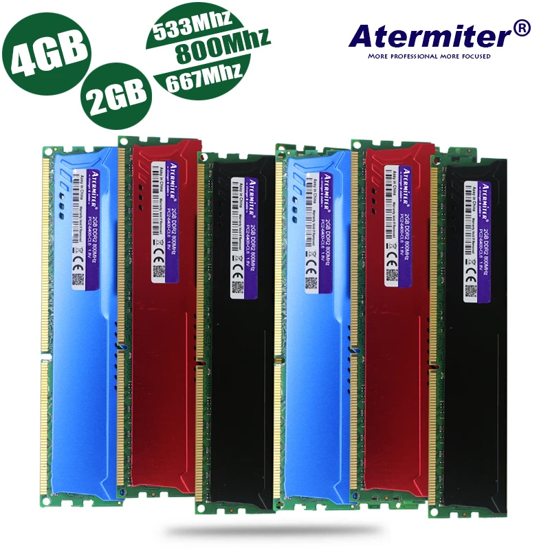 Радиатор 2 ГБ 4 2G 4G DDR2 5300 pc2 4200 800 МГц 667 533 для настольных ПК DIMM RAM 240 pins|Оперативная