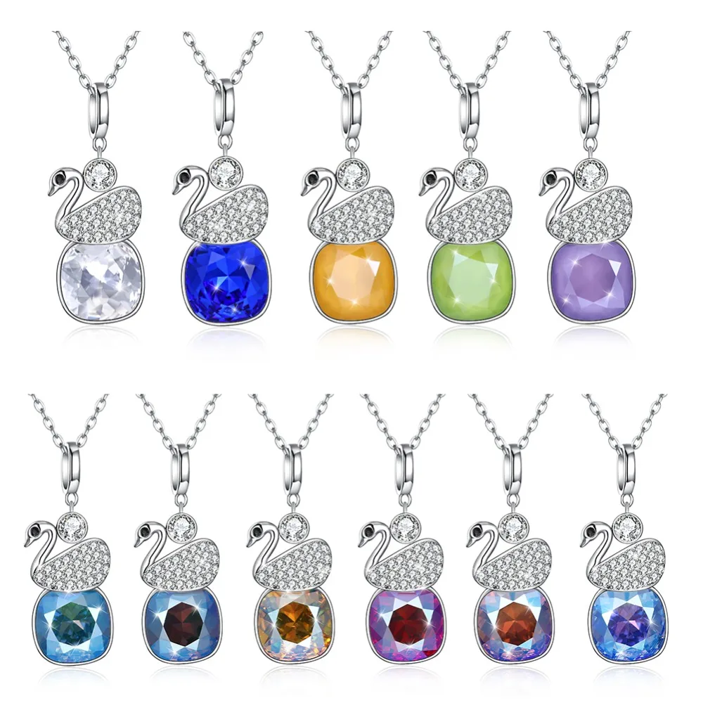 LEKANI кубический бисер кристаллы от SWAROVSKI Лебедь Кулон ожерелья Классическая мода