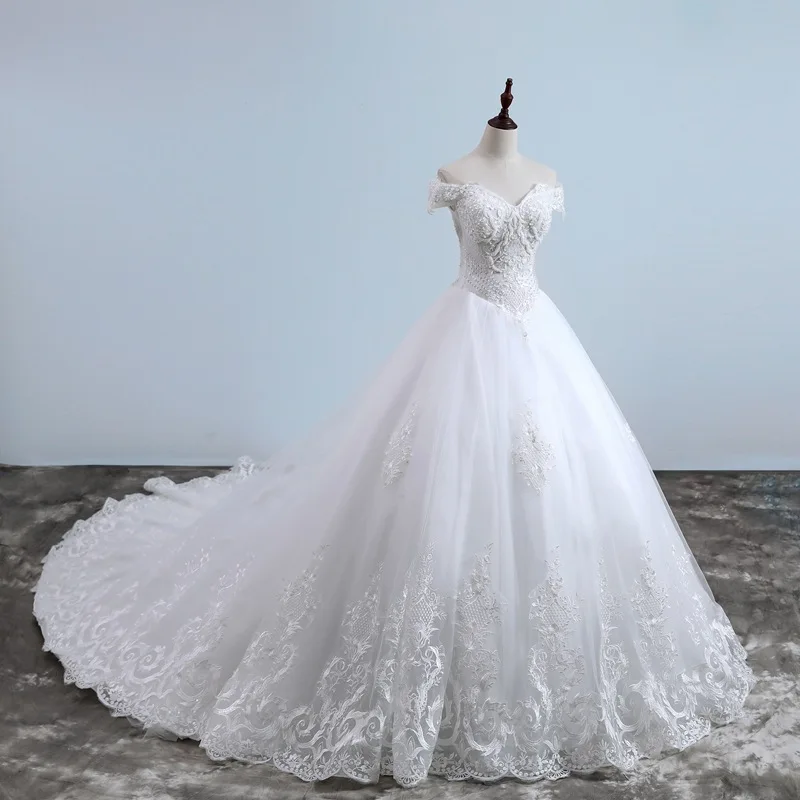 High Quality Off The Shoulder Strapless Lace Up Brush Sweep Train Gelinlik Slim-Line Ball Gown Princess Ivory Vestidos De Noiva
High Quality Off The Shoulder Strapless Lace Up Brush Sweep Train Gelinlik Slim-Line Ball Gown Princess Ivory Vestidos De Noiva