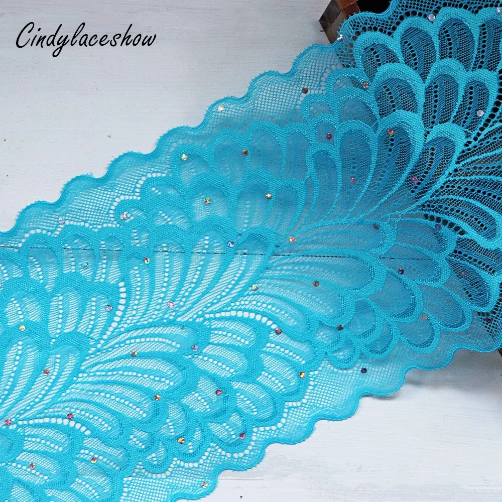 2Yards 18cm Width Spandex Elastic Lace Trims Ribbon with Crystals Embroidery Stretch Lace Fabric Sewing Appliques Wedding Dress
2Yards 18cm Width Spandex Elastic Lace Trims Ribbon with Crystals Embroidery Stretch Lace Fabric Sewing Appliques Wedding Dress