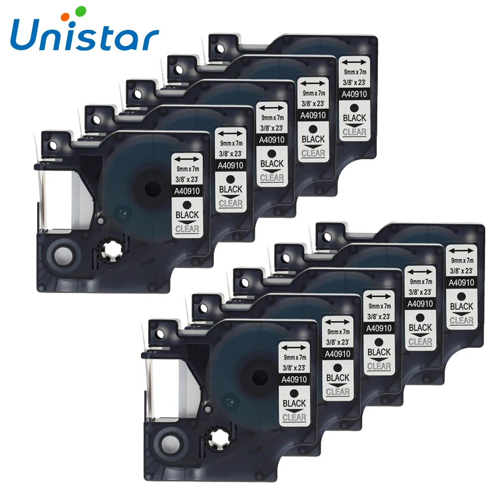 UNISTAR 10 шт./лот 40910 совместимый с Dymo для D1 9 мм черный на прозрачных лентах для этикеток для Dymo D1 этикеток
UNISTAR 10 шт./лот 40910 совместимый с Dymo для D1 9 мм черный на прозрачных лентах для этикеток для Dymo D1 этикеток