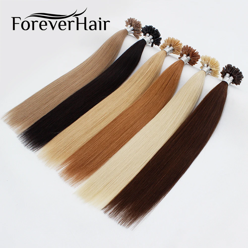 FOREVER HAIR 0 8 г/локон Remy кератиновые человеческие волосы для наращивания с u образной