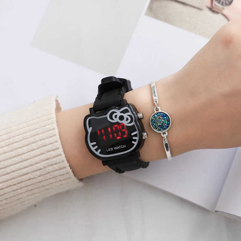 Детские Кварцевые часы Hello Kitty наручные с кожаными ремешками для девочек милые