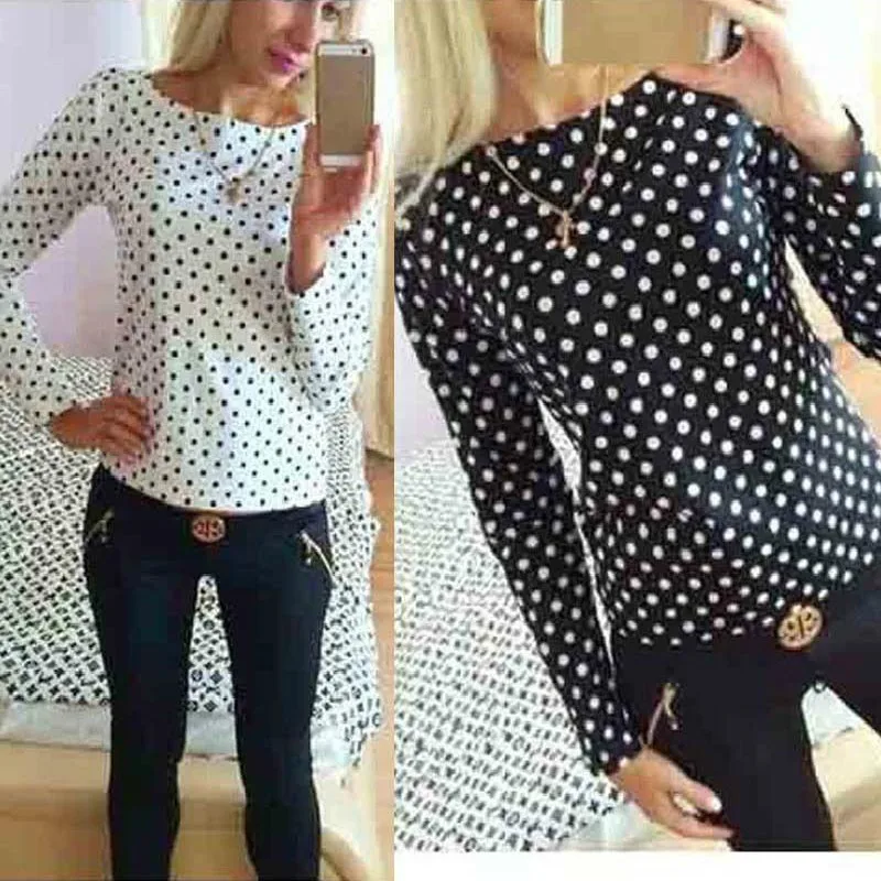 New Fashion Women Long Sleeve O-Neck Blouse Holiday Casual Chiffon Blouse Comfortable Loose Polka Dot Tops
New Fashion Women Long Sleeve O-Neck Blouse Holiday Casual Chiffon Blouse Comfortable Loose Polka Dot Tops