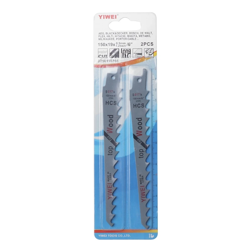 2Pcs/Set 6 inch Blades Reciprocating Saw Sharp S617K Extra Sabre Pruning for Wood Safety
2Pcs/Set 6 inch Blades Reciprocating Saw Sharp S617K Extra Sabre Pruning for Wood Safety