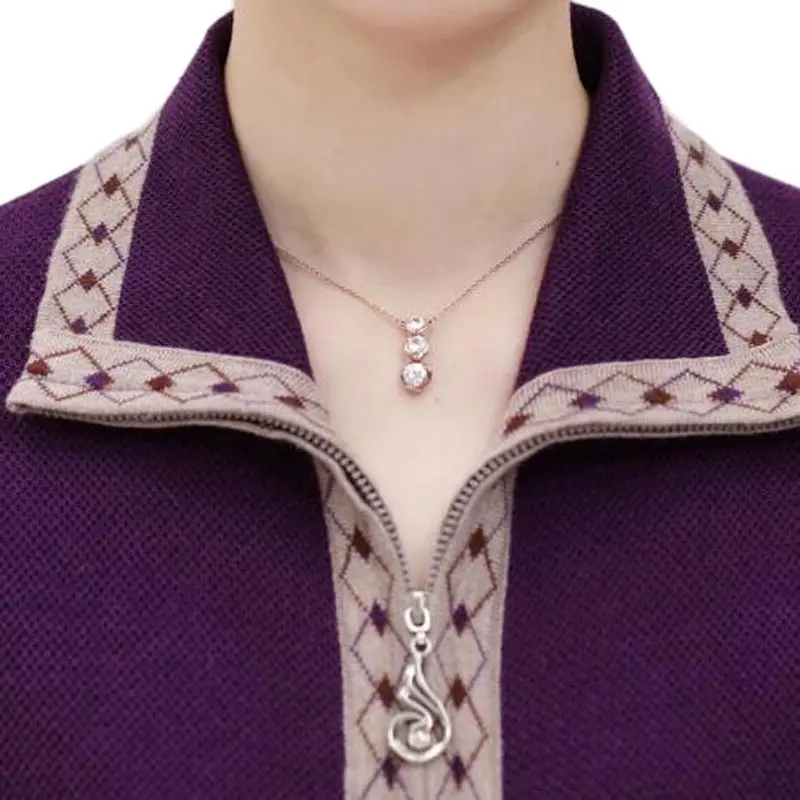 Middle aged women mother fitted Spring and winter large size sweater cardigan in the elderly thick sweater zipper jacket QH0406 
Middle aged women mother fitted Spring and winter large size sweater cardigan in the elderly thick sweater zipper jacket QH0406