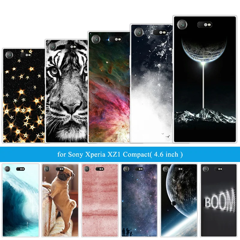 Для Sony Xperia XZ1 Compact Cover мягкий силиконовый 4 6 "Fundas для Lion чехол с изображением