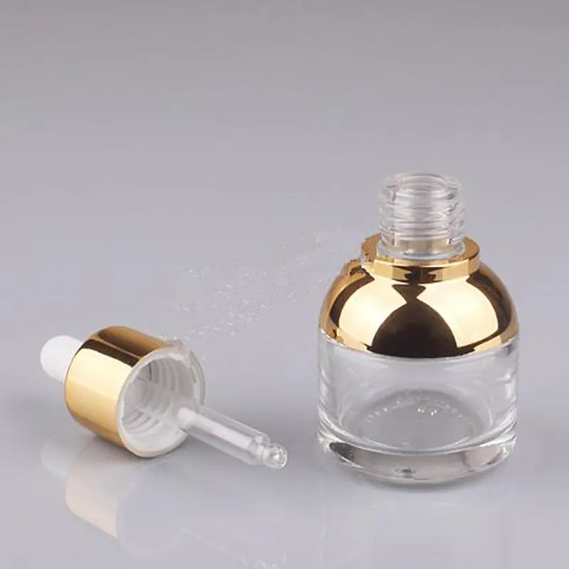 50pcs 20ML 30ml Essential Oil Bottle clear Color With Gold and Silver Circle Glass Plastic Head Dropper F20171749 | Красота и
