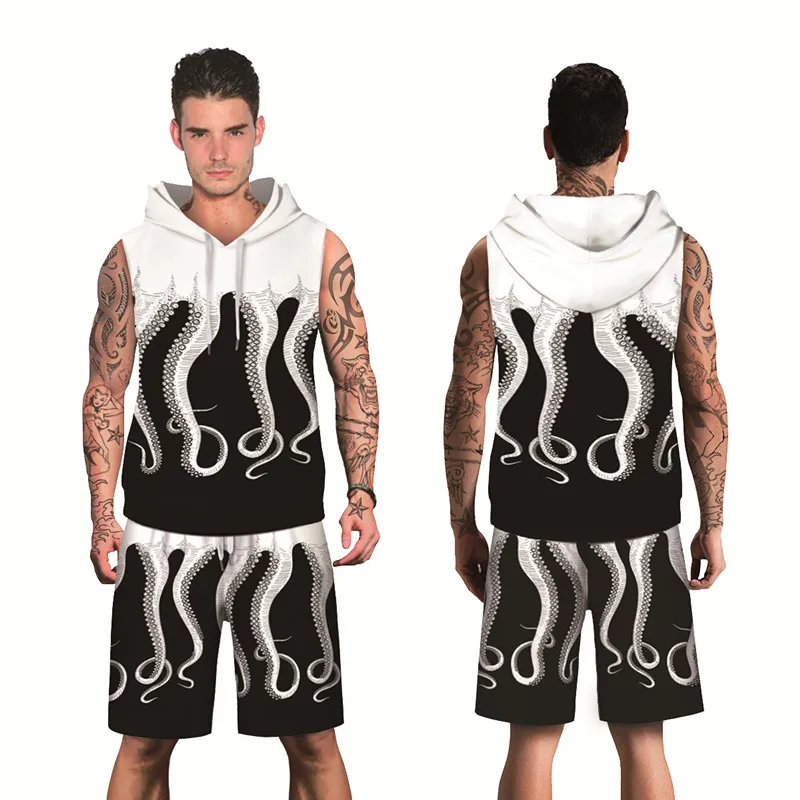 2019 autumn men's fashion hip hop print octopus tentacles 3D breathable polyester sleeveless hoodies and knee length shorts sets
2019 autumn men's fashion hip hop print octopus tentacles 3D breathable polyester sleeveless hoodies and knee length shorts sets
