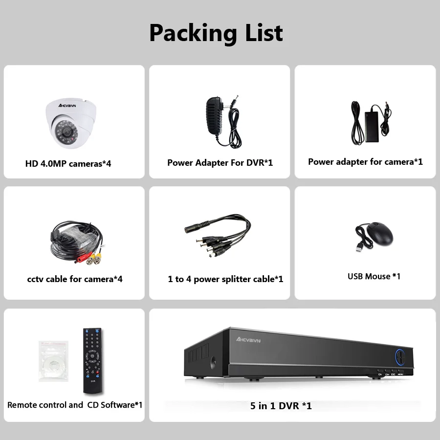 4.0MP Camera KIT 5MP CCTV System Record 4MP HD Camera P2P Dome indoor IR Night Vision Video Surveillance Kit
4.0MP Camera KIT 5MP CCTV System Record 4MP HD Camera P2P Dome indoor IR Night Vision Video Surveillance Kit