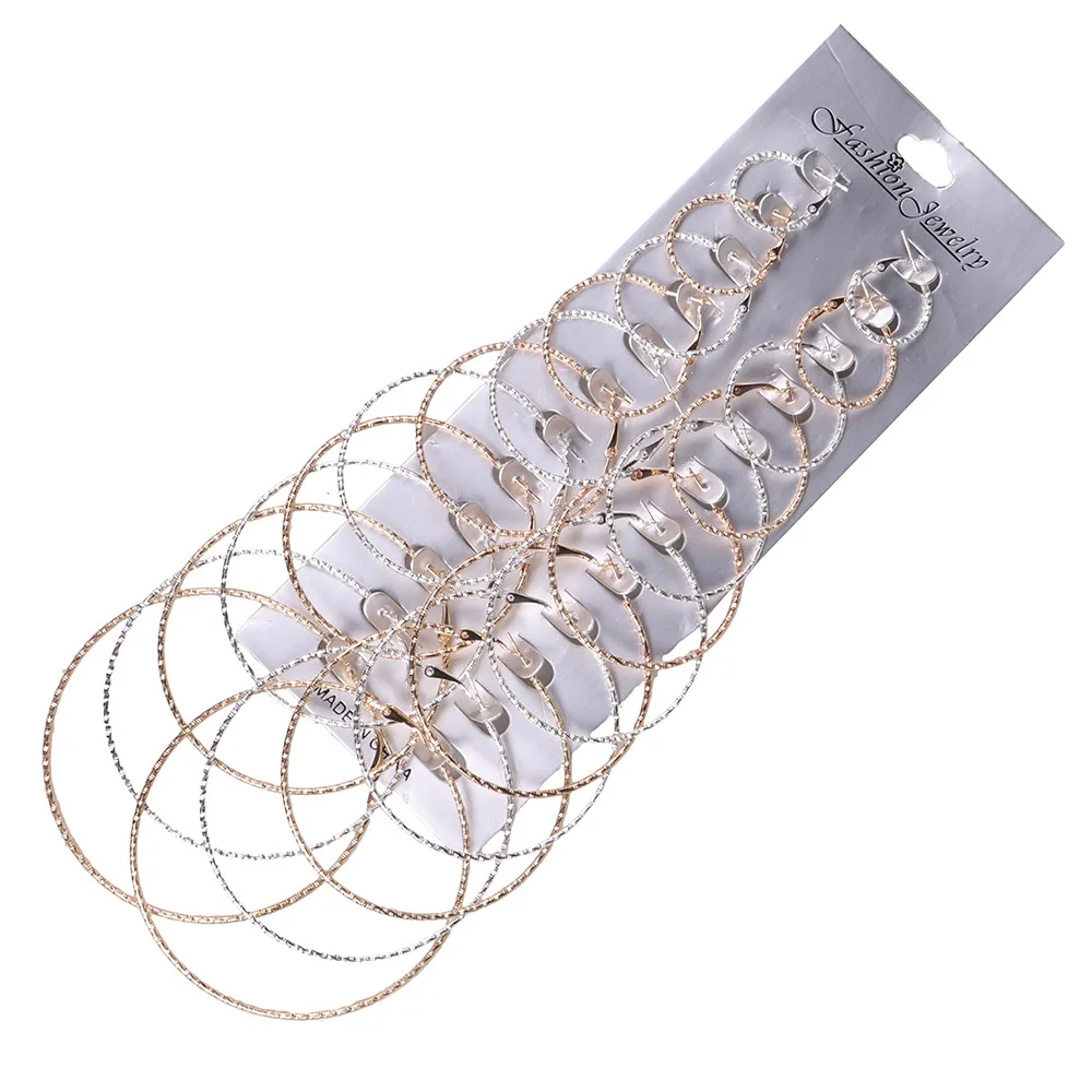 Fashion Gold silver Color Big Circle Hoop Earring Set For Women Punk Style Brincos Round Earrings Party Jewelry Gift 12 pair/lot
Fashion Gold silver Color Big Circle Hoop Earring Set For Women Punk Style Brincos Round Earrings Party Jewelry Gift 12 pair/lot