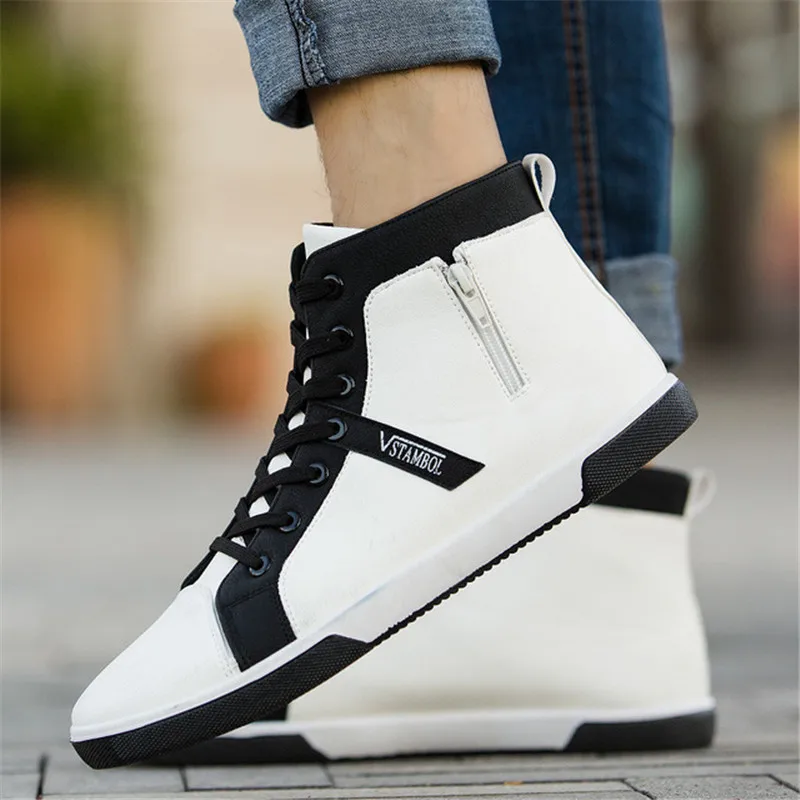 2019Men's Vulcanize Shoes Men Spring Autumn Top Fashion Sneakers Lace-up High Style Solid Colors Man ShoesMen Canvas Sprin | Обувь