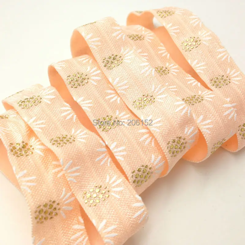 High Quality Pineapple Print Fold Over Elastic Ribbon 5/8" Elastic Webbing for DIY Hair Band FOE Headwear 100Y/Lot Peach Color
High Quality Pineapple Print Fold Over Elastic Ribbon 5/8" Elastic Webbing for DIY Hair Band FOE Headwear 100Y/Lot Peach Color