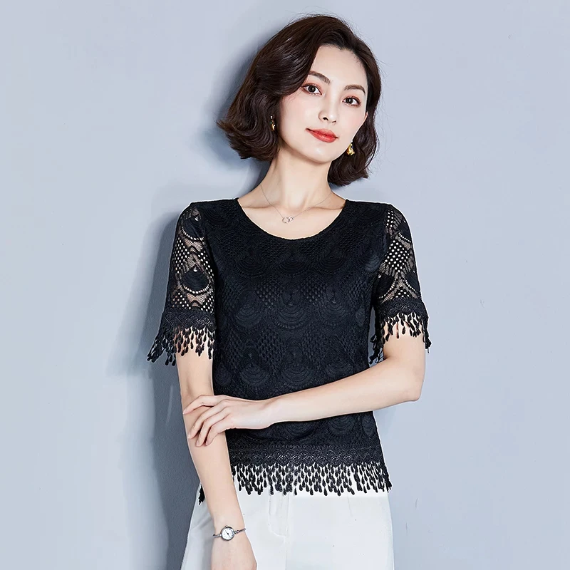 M-5XL Plus Size Lace tops Fashion short sleeve summer tops Elegant Slim Tassel shirt plus size women shirt blouses DF2613
M-5XL Plus Size Lace tops Fashion short sleeve summer tops Elegant Slim Tassel shirt plus size women shirt blouses DF2613