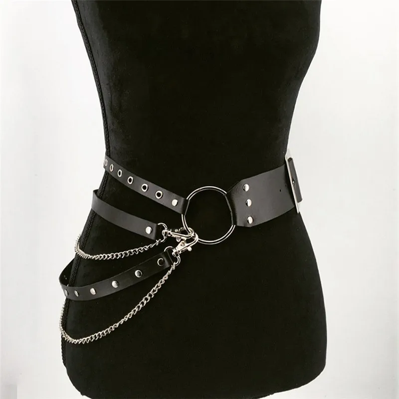 Sexy Leather Punk Harajuku Big O-ring Belt Punk Exaggerated Big Metal Ring Metal Hoop Women Performance Belt For Jeans Chain
Sexy Leather Punk Harajuku Big O-ring Belt Punk Exaggerated Big Metal Ring Metal Hoop Women Performance Belt For Jeans Chain
