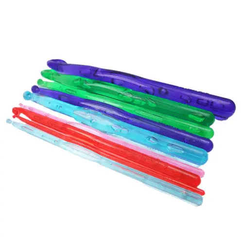 9 шт. мягкие гладкие Пластиковые Крючки для вязания 5 12 мм|handled crochet hooks|crochet hooks knitting