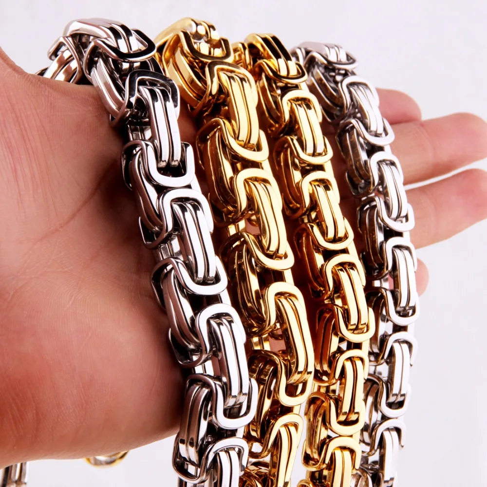 7-40" Heavy Large Chain 8/10/15MM Byzantine Chain Silver Color Gold Color Mens Necklace & Bracelet Stainless Steel Jewelry
7-40" Heavy Large Chain 8/10/15MM Byzantine Chain Silver Color Gold Color Mens Necklace & Bracelet Stainless Steel Jewelry