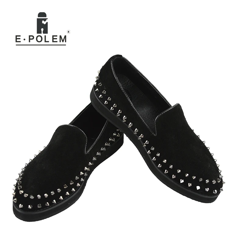 2017 New Popularity Trend Black Rivet Decoration Men Round Toe Flats Shoes Casual Comfortable Lazy Basic Hot Selling | Обувь