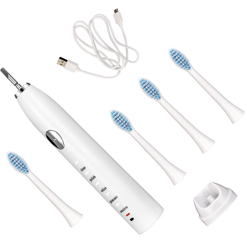 5 Modes Ultrasonic Electric Sonic Toothbrush Rechargeable USB Charging 4pcs Replacement Heads for Adults Oral Deep Clean Teeth
5 Modes Ultrasonic Electric Sonic Toothbrush Rechargeable USB Charging 4pcs Replacement Heads for Adults Oral Deep Clean Teeth