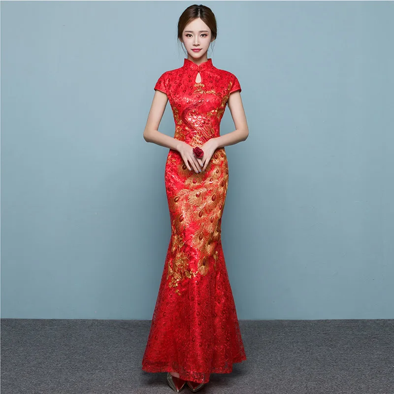 Red Phoenix Fish Tail Luxury Cheongsam Traditional Chinese Woman Dress Qipao Robe Oriental Evening Dress Vintage Qi Pao QL
Red Phoenix Fish Tail Luxury Cheongsam Traditional Chinese Woman Dress Qipao Robe Oriental Evening Dress Vintage Qi Pao QL
