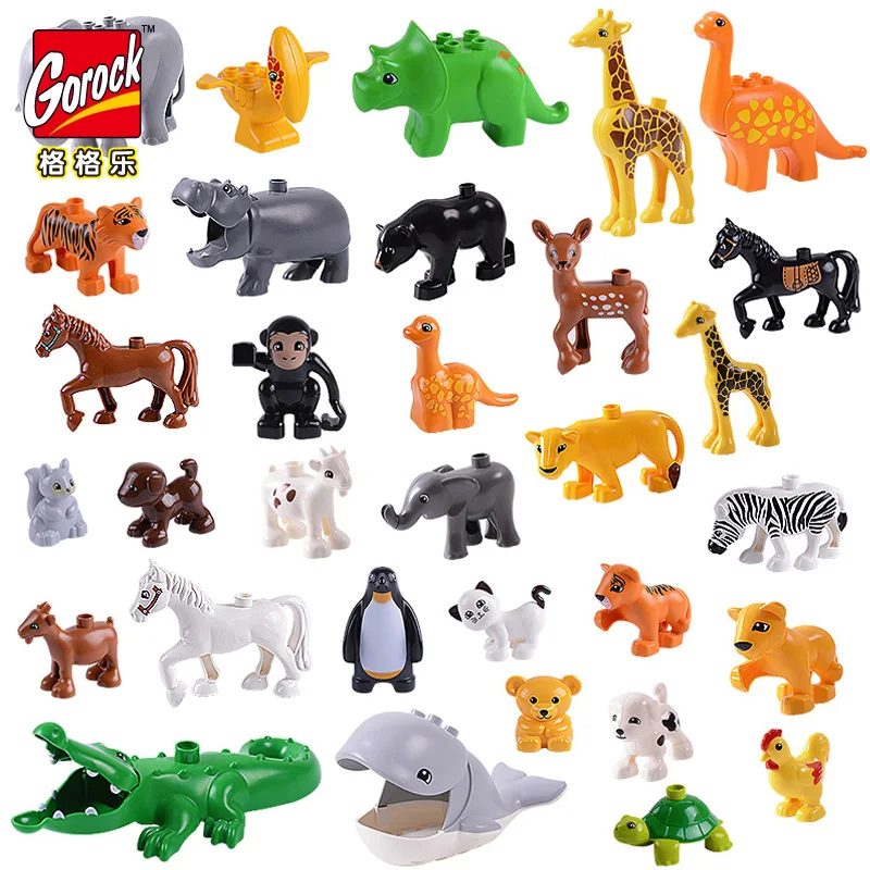 GOROCK Duplo модель животных фигурки строительный блок набор обезьяна Лошадь Кролик
