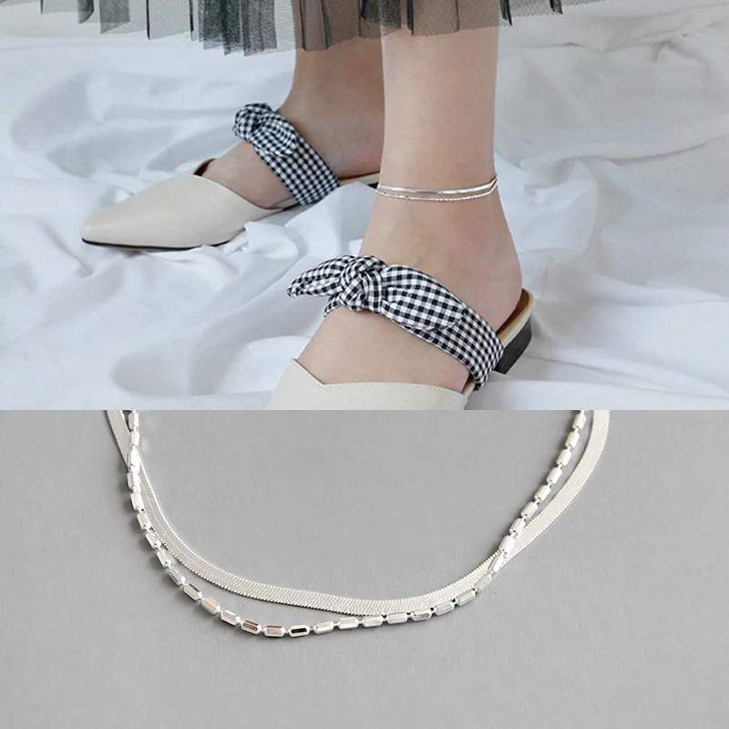 Authentic 925 Sterling silver DOUBLE-Rows Snakebone Flat Blade Chain & Olive Oval Beads Chain Anklet Bracelet Adjust C-SA176
Authentic 925 Sterling silver DOUBLE-Rows Snakebone Flat Blade Chain & Olive Oval Beads Chain Anklet Bracelet Adjust C-SA176