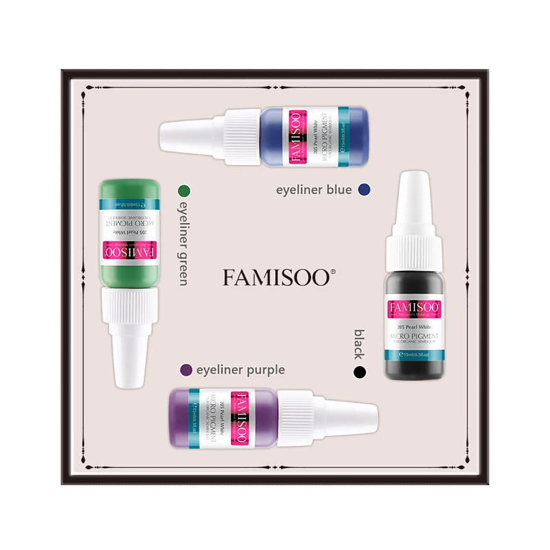 FAMISOO 1 Set 4 bottles Luxury Permanent Makeup Pigment Ink Kit Include Liquid Eyeliner Tattoo
FAMISOO 1 Set 4 bottles Luxury Permanent Makeup Pigment Ink Kit Include Liquid Eyeliner Tattoo