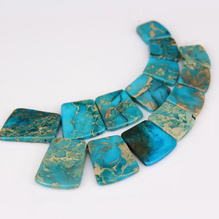 15pcs Strand Lake Blue Sea Sediment Stones Top Drilled Slab Beads Pendants,Emperor Stone Graduated Loose Beads Necklace Findings
15pcs Strand Lake Blue Sea Sediment Stones Top Drilled Slab Beads Pendants,Emperor Stone Graduated Loose Beads Necklace Findings