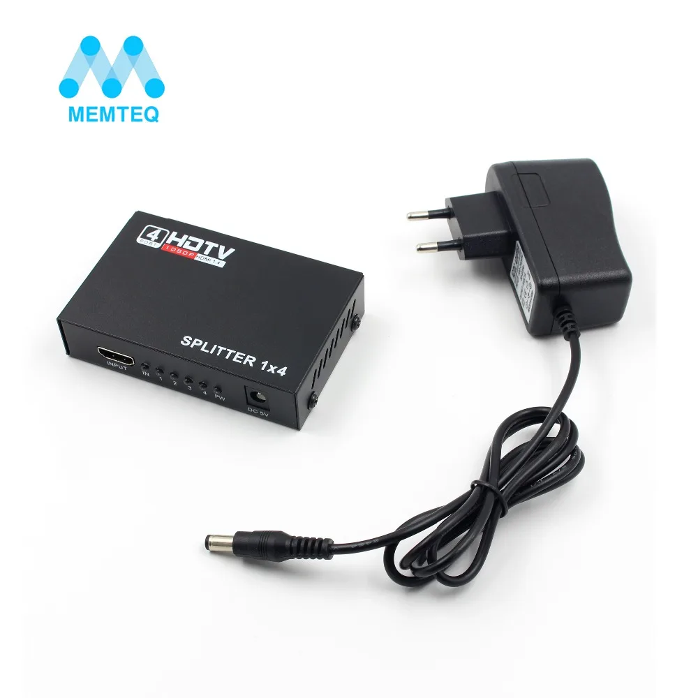 Memteq HDMI сплиттер 1X4 4 портовый концентратор повторитель 1080 p 1 в из США Разъем Full HD 3D