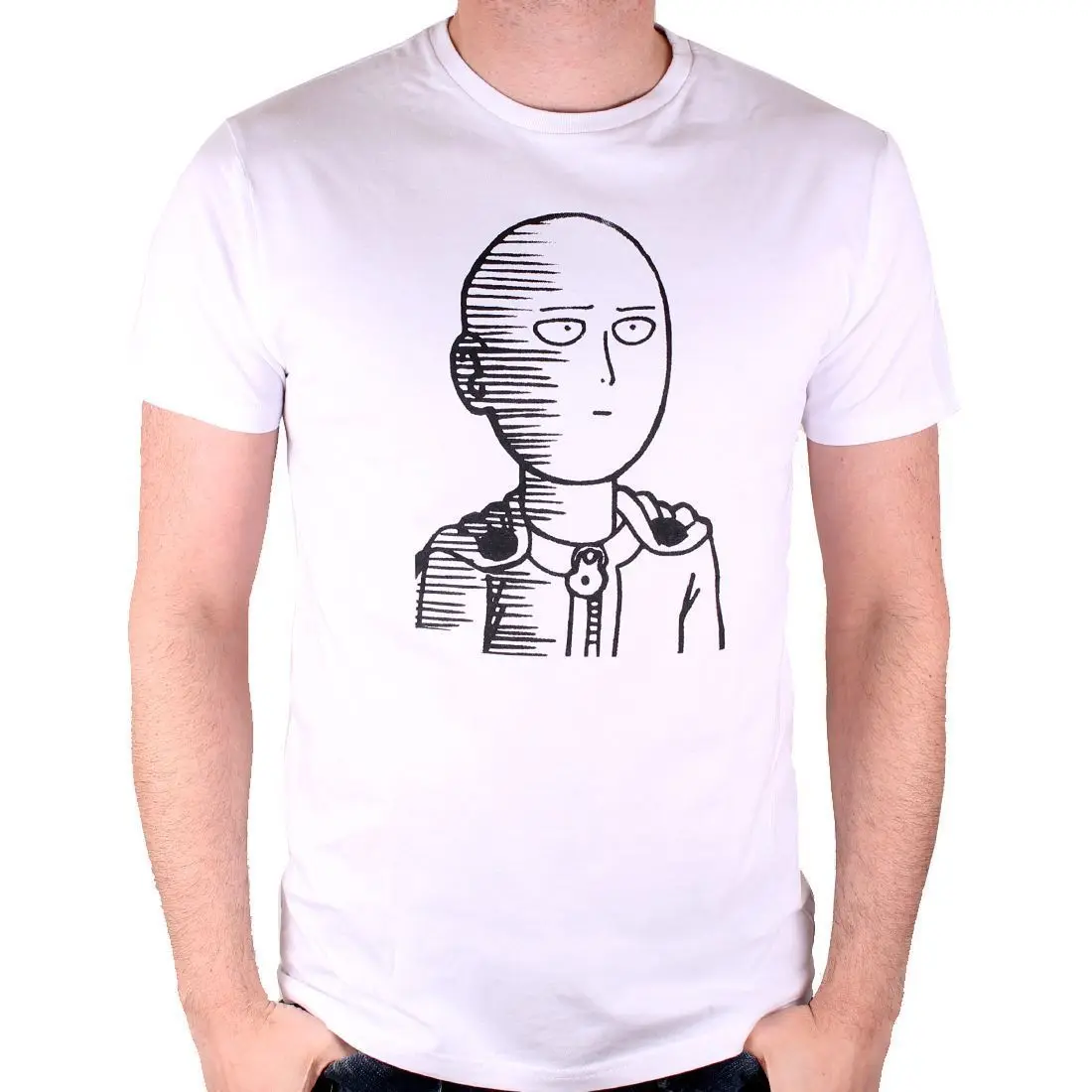 Футболка с принтом One Punch Man Saitama Мужская футболка круглым вырезом и короткими