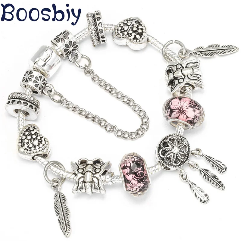Фото Boosbiy фирменные браслеты с бусинами в виде сердечек и бабочек - купить