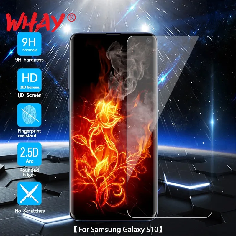 WHAY для Galaxy S10 закаленное Стекло samsung Экран протектор 2.5D с уровнем твердости 9 H