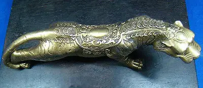 Antique Collectible Handmade Statue Brass Tiger Art Deco