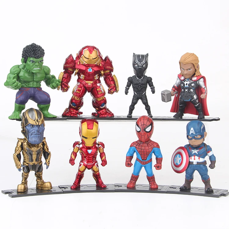 

8pcs/set Marvel Avengers Thor Thanos Ironman Hulkbuster Spiderman Captain American Hulk Black Panther Figure Model Toys