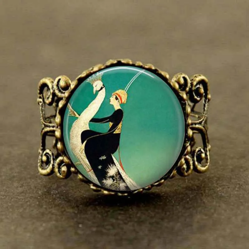 Vogue of Woman and White Peacock Art deco Ring women men jewelry brass Ring charming
Vogue of Woman and White Peacock Art deco Ring women men jewelry brass Ring charming