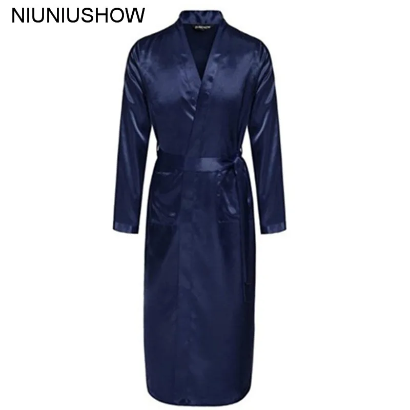 Navy Blue Chinese Men Silk Rayon Robe Summer Casual Sleepwear V-Neck Kimono Yukata Bath Gown Size S M L XL XXL
Navy Blue Chinese Men Silk Rayon Robe Summer Casual Sleepwear V-Neck Kimono Yukata Bath Gown Size S M L XL XXL