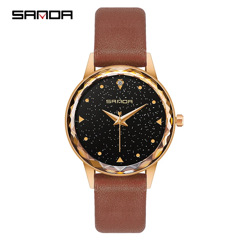 SANDA ladies simple creative watch gold ladies watch star dial leather strap waterproof quartz female watch Relogio Feminino
SANDA ladies simple creative watch gold ladies watch star dial leather strap waterproof quartz female watch Relogio Feminino