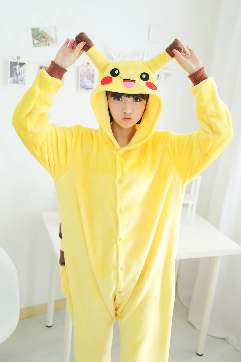 Пикачу Onesies Пижама Sleepsuit Взрослый Ребенок Косплей Костюм Пижамы Комбинезон